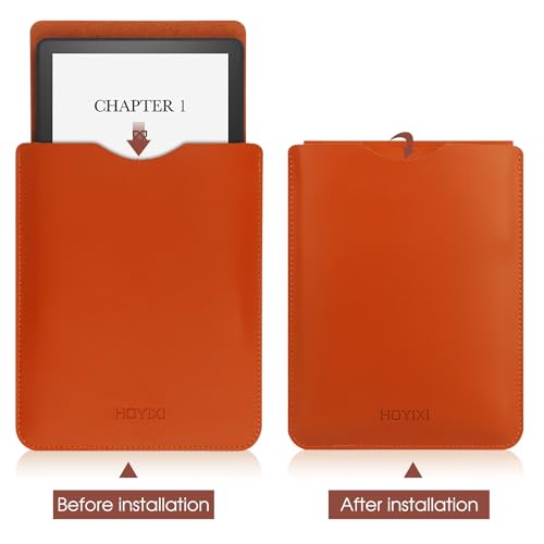 HoYiXi Universal Sleeve Case for 6-inch Kindle/Kobo/Voyaga/Lenovo/Pocketbook/Tolino E-Book E-Reader Lightweight Leather Sleeve Bag Pouch for 6-inch E-Book, Brown