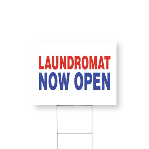 Laundromat Now Open Yard Sign 12 Inch x 16 Inch Single Sided Weatherproof Heavy…