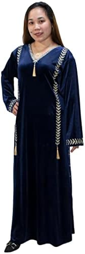 Jalabiya Hand Embroidery Winter Velvet Arabian Women Dress. New Collection  XL Navy Blue .TA-3110 price in Saudi Arabia | Amazon Saudi Arabia | kanbkam