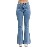 Judy Blue High Waist Flare Jeans for Women - Front Patch & Welt Pockets - 881055