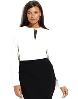 Calvin Klein Women's Metallic Accent Blouse, Birch, 1X