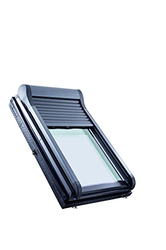 Original Roto Außenrollladen ZRO Rollladen Manuell mit Kurbel Anthrazit Metallic Doppelwandige Alu-Lamellen Außenrollladen für Roto Dachfenster der Baureihe Designo R7 mit Größe 065/098 | 06/09