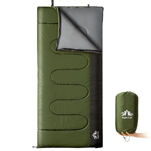 Night Cat Camping Sleeping Bag for Adults 3 Seasons Portable Lightweight Backpacking Hiking Traveling Indoor Outdoor Temperature 5-15℃ 2.6x6.3ft Switch to a Quilt or Blanket