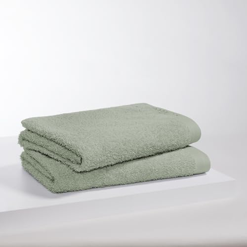 s.Oliver 2 TLG Duschtuch Set 70x140cm - 100% Baumwolle, 600 g/m², weich & saugstark, Doppelpack Duschtücher hellgrün