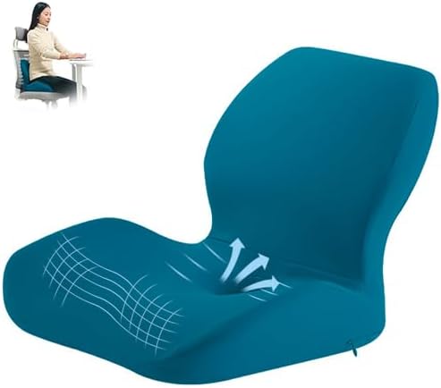 Gluckluz Seat Cushion Lumbar Support Pillow Set Memory Foam Coccyx