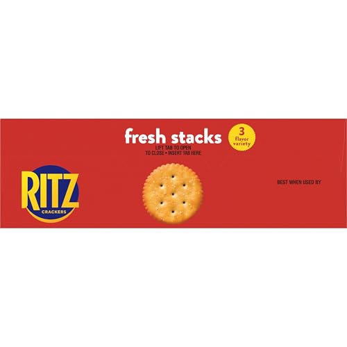 RITZ FRESH STACKS ORIGINAL, EVERYTHING, AND GARLIC BUTTER CRACKERS VARIETY PACK, TRAVEL SNACKS, 8.85 OZ (6 MULTI SNACK PACKS)