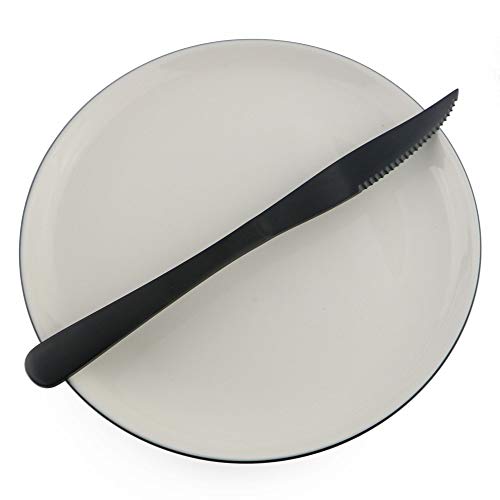 BRIIEC Matte Black Steak Knife Flatware Set, 20 Piece Set Stainless