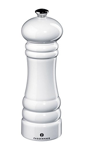 Zassenhaus Berlin Pepper Mill Lacquered Beechwood Gloss White Finish 18 cm