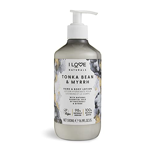I Love Naturals Tonka Bean & Myrrh Hand & Body Lotion, Essential Oils Of Patchouli & Myrrh, Crafted With Ingredients Such as Shea Butter, 500ml
