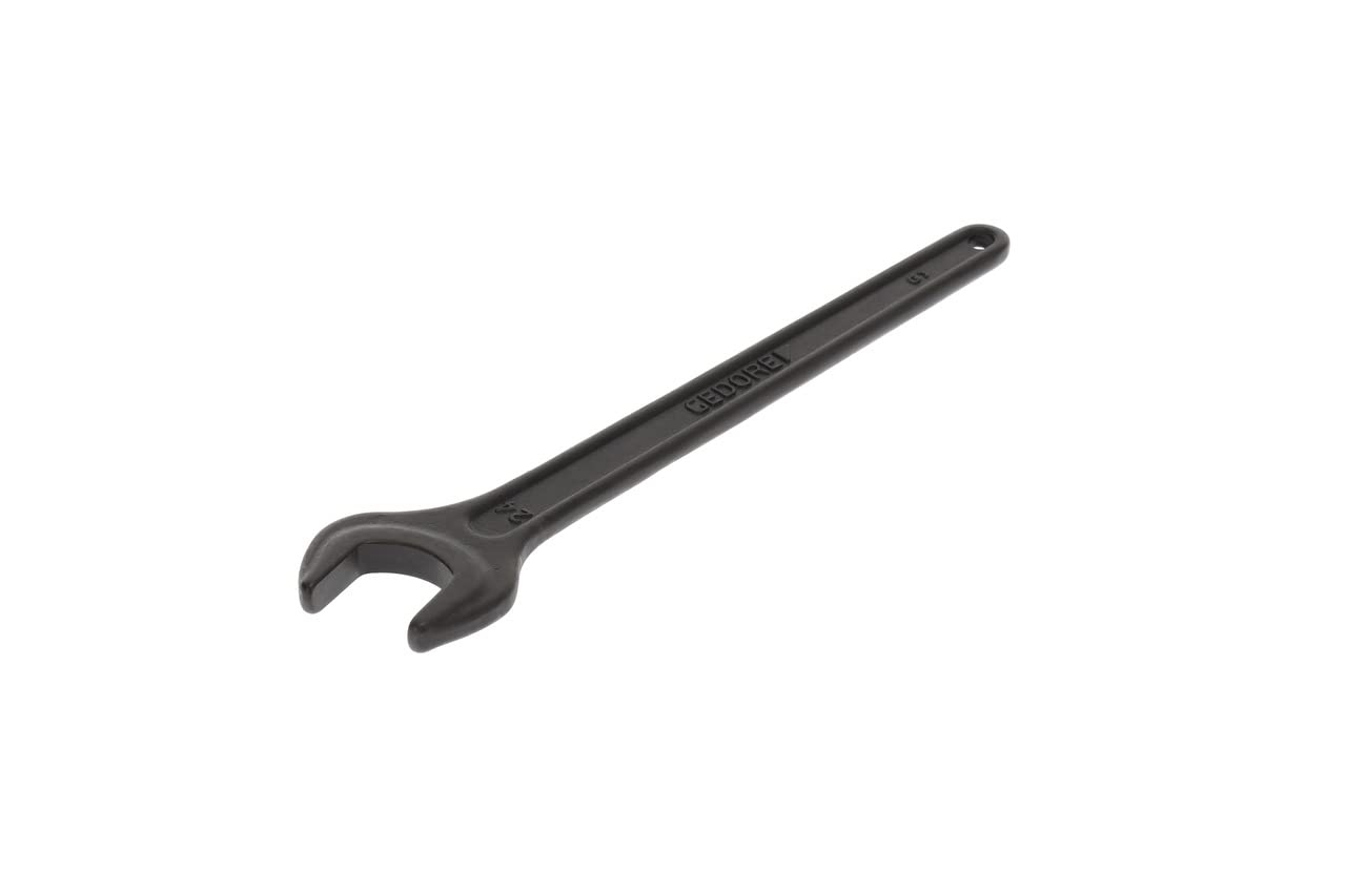 GEDORE 894 24 Single Open-End Spanner 24 mm with Hanging Hole, Vanadium Steel, Anti-Glare Look, Manganese-Phosphatised, According to DIN 894