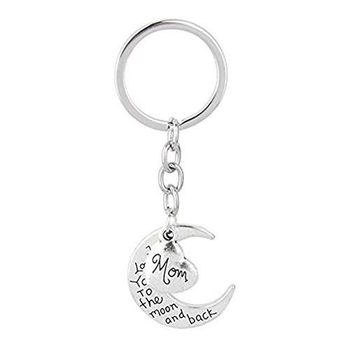 MSW Mom KeyChain Key Ring I Love You To The Moon and Back Two-piece Key Chain Keyring Gift for Mom