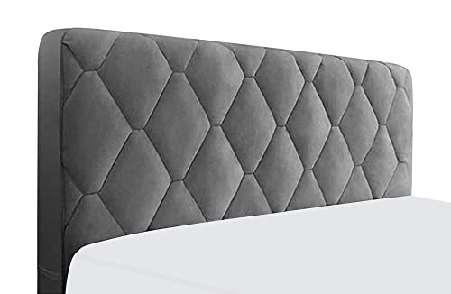 WSGJHB Bett Kopfteil Bezug Bettkopfteil Hussen Kopfteilbezug Staubdicht Verdicken Gesteppt Einfarbig Baumwolle Kopfbedeckungen Kopfende Bettdecke, Grau,180cm(71inch)