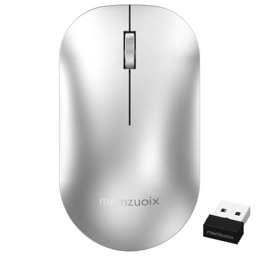 memzuoix Wireless Silent Click Mouse Silver