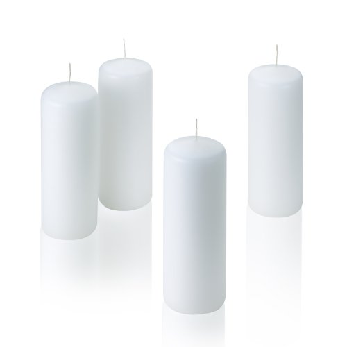 White Pillar Candles Set of 6 Unscented Candles 6 inch Tall, 2 inch