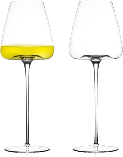 YKingder Wine Glasses Set of 2. 700ml Elegant Hand blown White and Red Wine Glasses. Lead-free Premium Crystal Clear Glass for Wedding, Anniversary or Birthday Gift