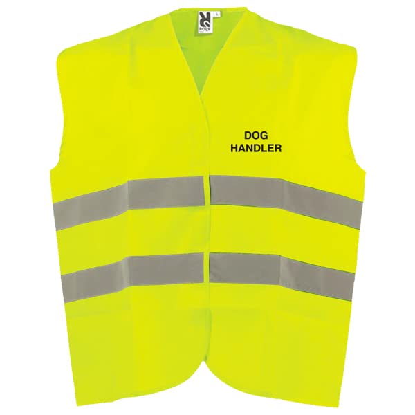 V Safety Dog Handler Hi Vis Vest - Medium/Large - Yellow Safety Vest