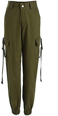 Harem Pants Overalls Womens Sling Bag Buckle Pockets Solid High Waist Long Cargo Trousers Pants