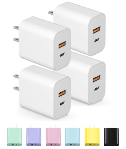 [4 Pack] USB C Charger Block Charging Block Type C Charger 20W Wall Chargers for iPhone Air/17/17 Plus/17 Pro/17 Max/16/16 Plus/16 Pro Max/15/15 Pro Max/14/13/12/Samsung/Android