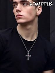 ADMETUS Black Celtic Cross Necklace Sterling Silver