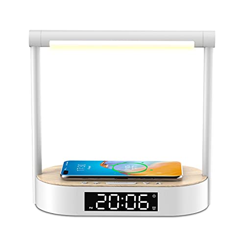 Bedside Lamp QI 10W Max Wireless Charging ,LED Desk Lamp with Alarm