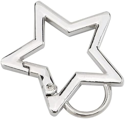 Silver Star Shaped Stainless Steel Keychain Clip Carabiner Snap Hook Holder Star Carabiner Hook Clip Key Holder 304 Stainless Steel Clip Heavy Duty Carabiners