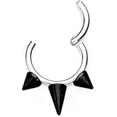 Pierced Owl - 16GA Stainless Steel Triple Spiked Septum Cartilage Helix Daith Tragus Hinged Segment Ring