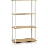 Furinno (99557BE/WH) Turn-N-Tube 4-Tier Multipurpose Shelf Display Rack - Beech/White
