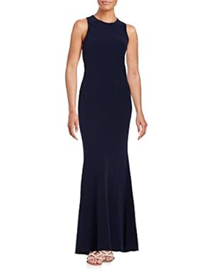 Calvin Klein Womens Open Back Sleeveless Evening Dress Navy 14