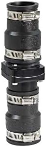 EVERCONNECT R1188 Plastic Sump Pump Check Valve with PVC Adapters and Stainless Steel Clamps, 1-1/2 in. X 1-1/4 in, Black