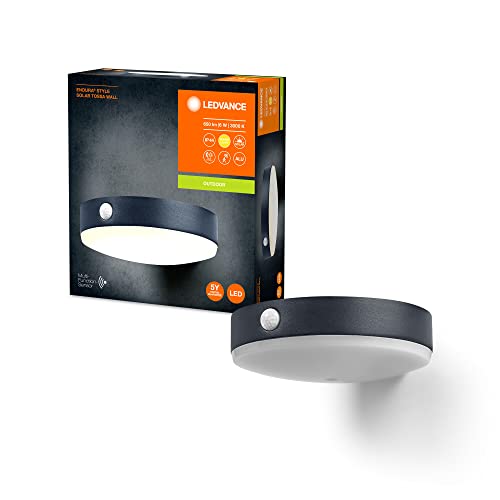 LEDVANCE Endura Style Tossa Solar Wall Light, Warm White Light (3000K), Integrated Sensor, usable Without Power, Burning time up to Eight Hours, IP44 Protection, Black