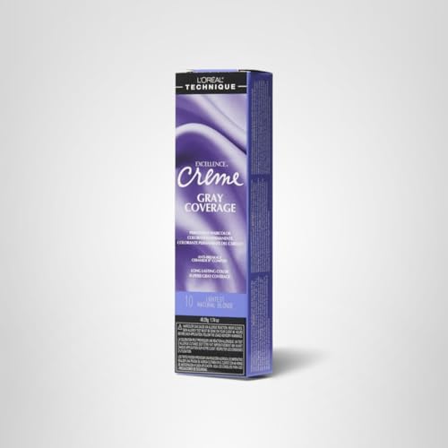 L\'OREAL TECHNIQUE Excellence Crme Permanent Hair Color - Long-Lasting Hair Dye, Rich Formula With No-Drip Application, Superb Gray Coverage, 10 Lightest Natural Blonde