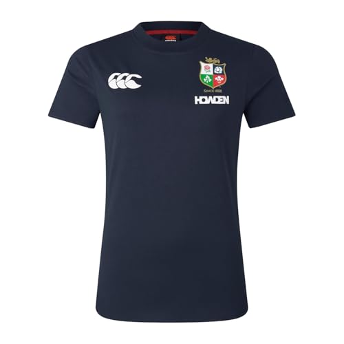 Canterbury Womens Official British & Irish Lions Cotton Rugby Jersey Tee | Organic Cotton T-Shirt, Dark Sapphire, 14