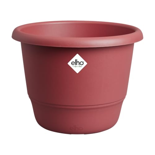 Elho Amiga Round 30 - Maceteros Decorativos - Interior & Exterior - 100% Plástico Reciclado - Ø 29.5 x H 20.2 cm - Rojo/Rojo Teatro