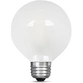 Feit Electric BPG2560/F/850/LED Decorative Frost Glass Filament LED Dimmable 60W Equivalent Daylight G25 Globe Light Bulb, Wh