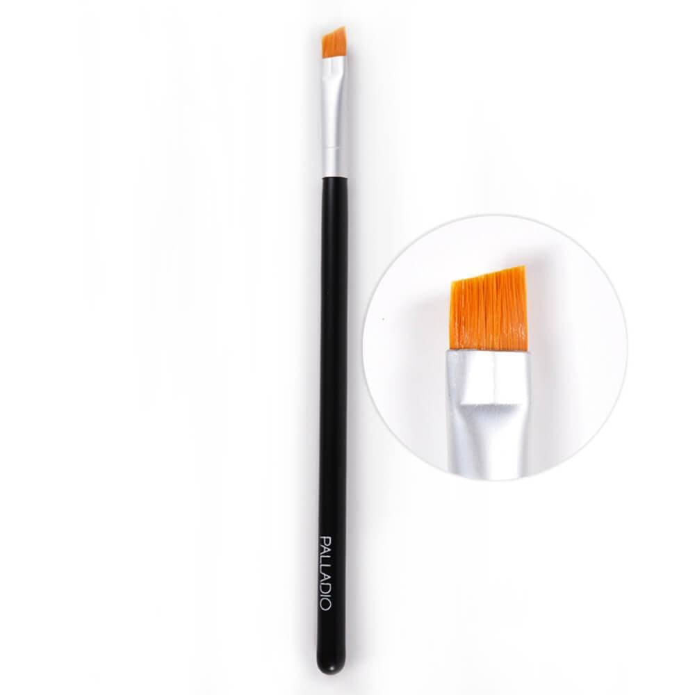 Palladio Angle Liner Brush, Tapered Makeup Brush, Precise Definition, Short, Stiff Brush, Perfect Detail, Flawless Straight Lines, Smooth Finish, Synthetic Natural Bristles, Comfortable Grip