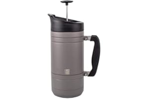 BruTrek Basecamp Coffee Press - Double Wall Vacuum Insulated Stainless Steel - Bru-Stop Technology, No Grounds in Coffee, No Spill Lid (Storm Gray, 48 fl.oz)