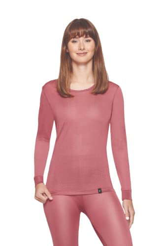 Terramar Thermasilk Pointelle - Camiseta de Primera Capa para Mujer, 100% Seda, Talla XS, Color Frambuesa (Dusty Berry)