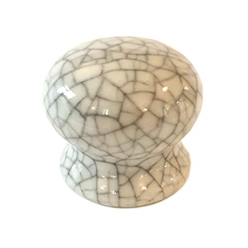 French Furniture Fittings Set of 6 Ceramic Knobs Cream Crackle Glaze (FFF) - Kitchen Cabinet Cupboard Door knobs, Chest, Furniture, Drawer Handles - Vintage Shabby Chic (Diameter 34mm)