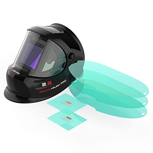YESWELDER Casco de soldadura de oscurecimiento automático con energía solar de gran visualización y lentes de repuesto