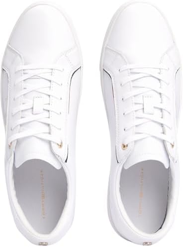 Tommy hilfiger tênis feminino cupsole tommy signature tênis, branco (branco), 36 eu