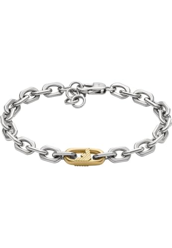 Bracelet pour homme en acier inoxydable ou perlé avec fermoir mousqueton, Gris argenté