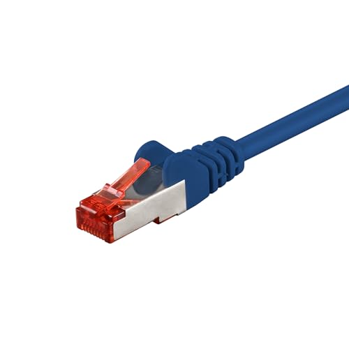 goobay 92769 CAT 6 LAN Network Cable - Gigabit Ethernet S/FTP Double Shielded Patch Cable with RJ45 Connector, 1m, Blue