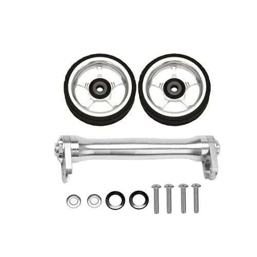 Easy Wheels Extender ver 2.0 For BROMPTON + 2 Wheels Improved Version SILVER (Extender + 2 wheels)