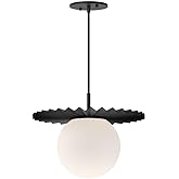 Alora Mood PD501214MBOP Plume Pendant, Matte Black/Opal Matte Glass
