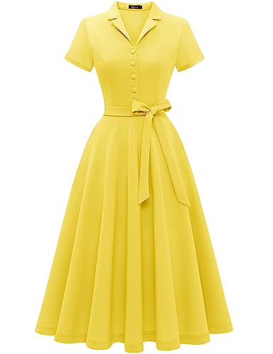 Wedtrend Yellow Midi Dress, Women's Vintage