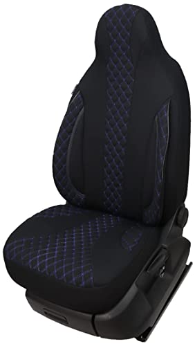 Seat Covers for Drivers and Passengers Compatible with Motorhome Poessl Weinsberg Knaus Adria Dethleffs Fendt Carthago Buerstner Eura Mobile Pilot Laika Kabe Chausson Hobby PL406 (Black/Blue)