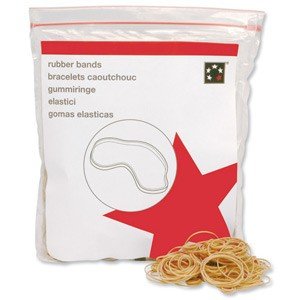 5 Star Office Rubber Bands No.69 Each 152x6mm Approx 141 Bands [Bag 0.454kg], Brown