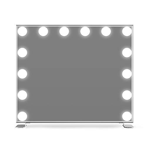 BEAUTME Hollywood Makeup Mirror With LED Lights,Touch Control Large Cosmetic Vanity Mirror With Dimmer LED Bulbs,Aluminum Frame Tabletop Tabletop or Wall Mounted Vanity (Silver)
