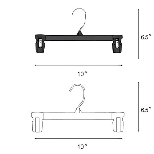HOUSE DAY Black Pants Hangers, 10 Inch Skirt Hangers with NonSlip Big