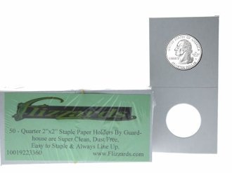 Guardhouse 2x2 Staple Paper Coin Holder for Quarter, 50 pack